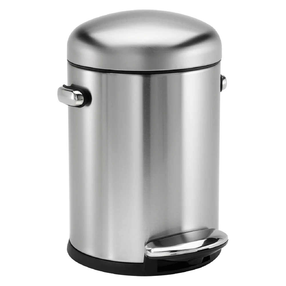simplehuman Round Brushed Steel Retro Pedal Bin 4.5L Bild 1