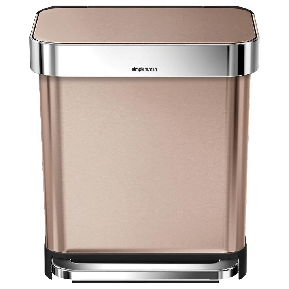 simplehuman Rectangular Brushed Steel Pedal Bin with Liner Pocket - Rose Gold 30L Bild 1