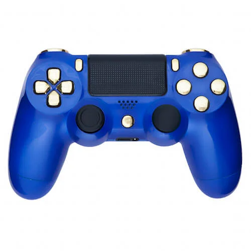 Playstation 4 Custom Controller - Royal Blue and Chrome Gold Bild 1