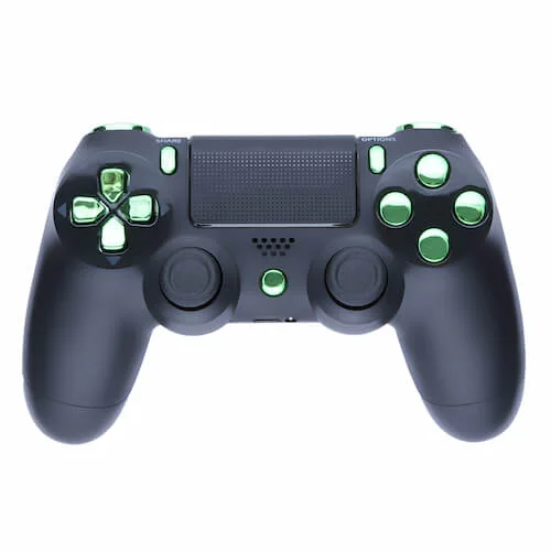 Playstation 4 Custom Controller - Matte Black & Chrome Green Bild 1