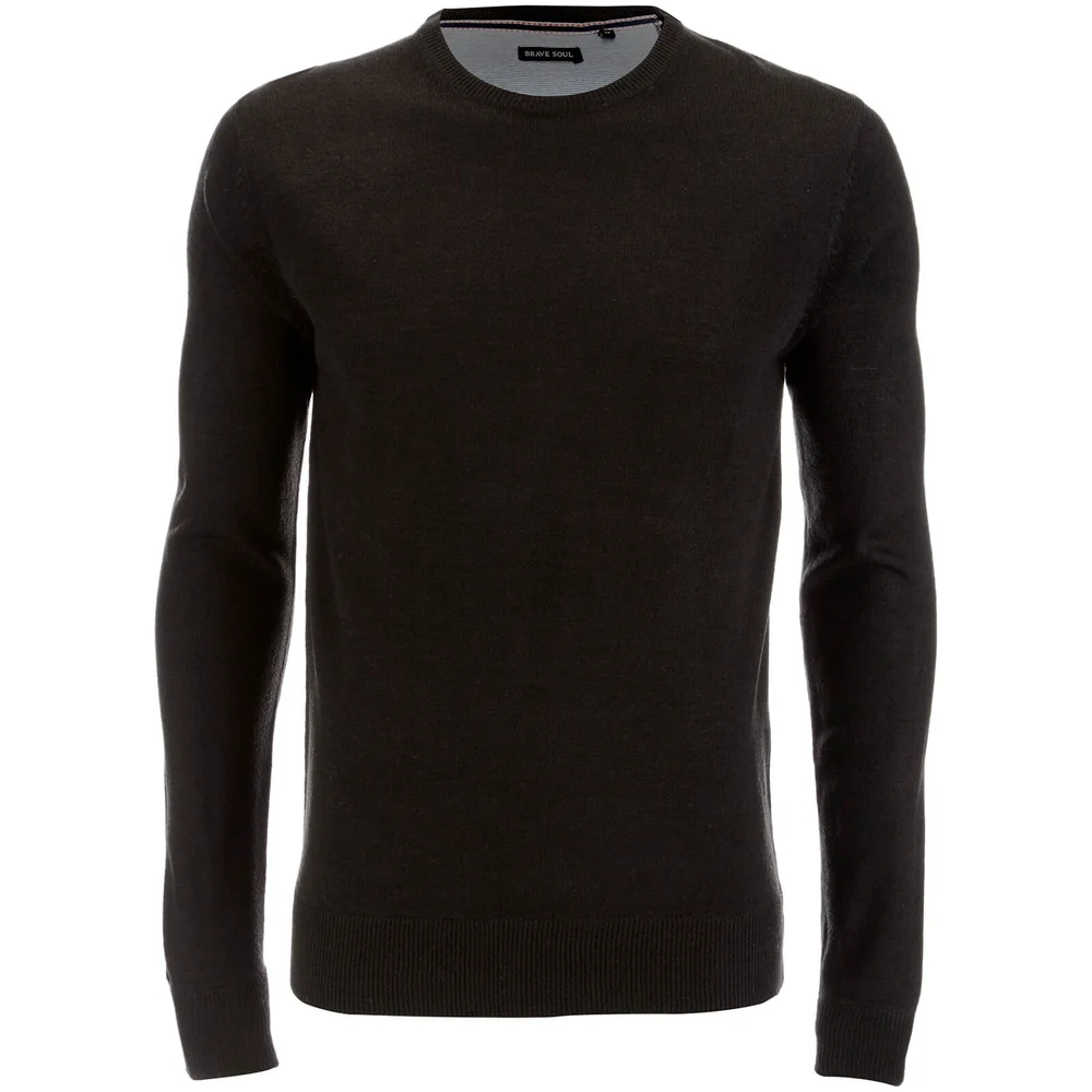 Brave Soul Men's Parse Supersoft Crew Neck Jumper - Charcoal Marl - S - Grau Bild 1