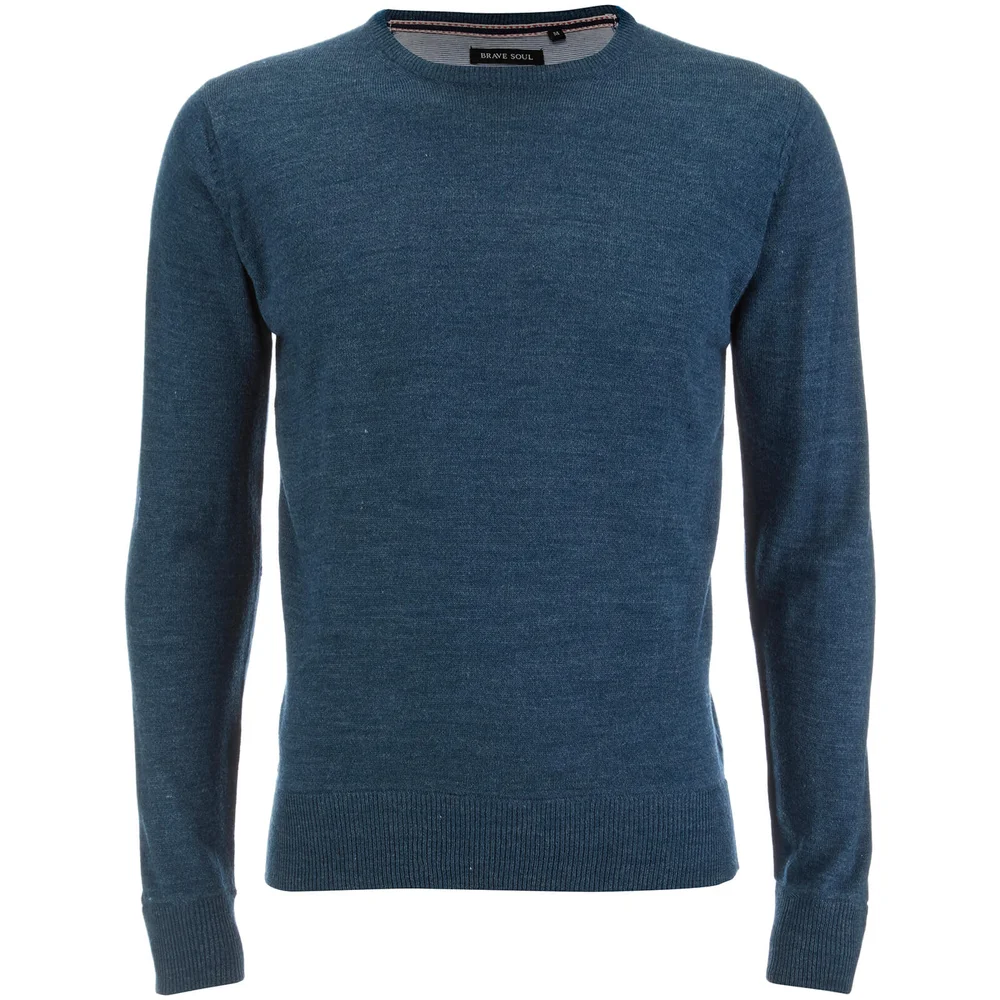 Brave Soul Men's Parse Supersoft Crew Neck Jumper - Denim Marl - S - Blau Bild 1