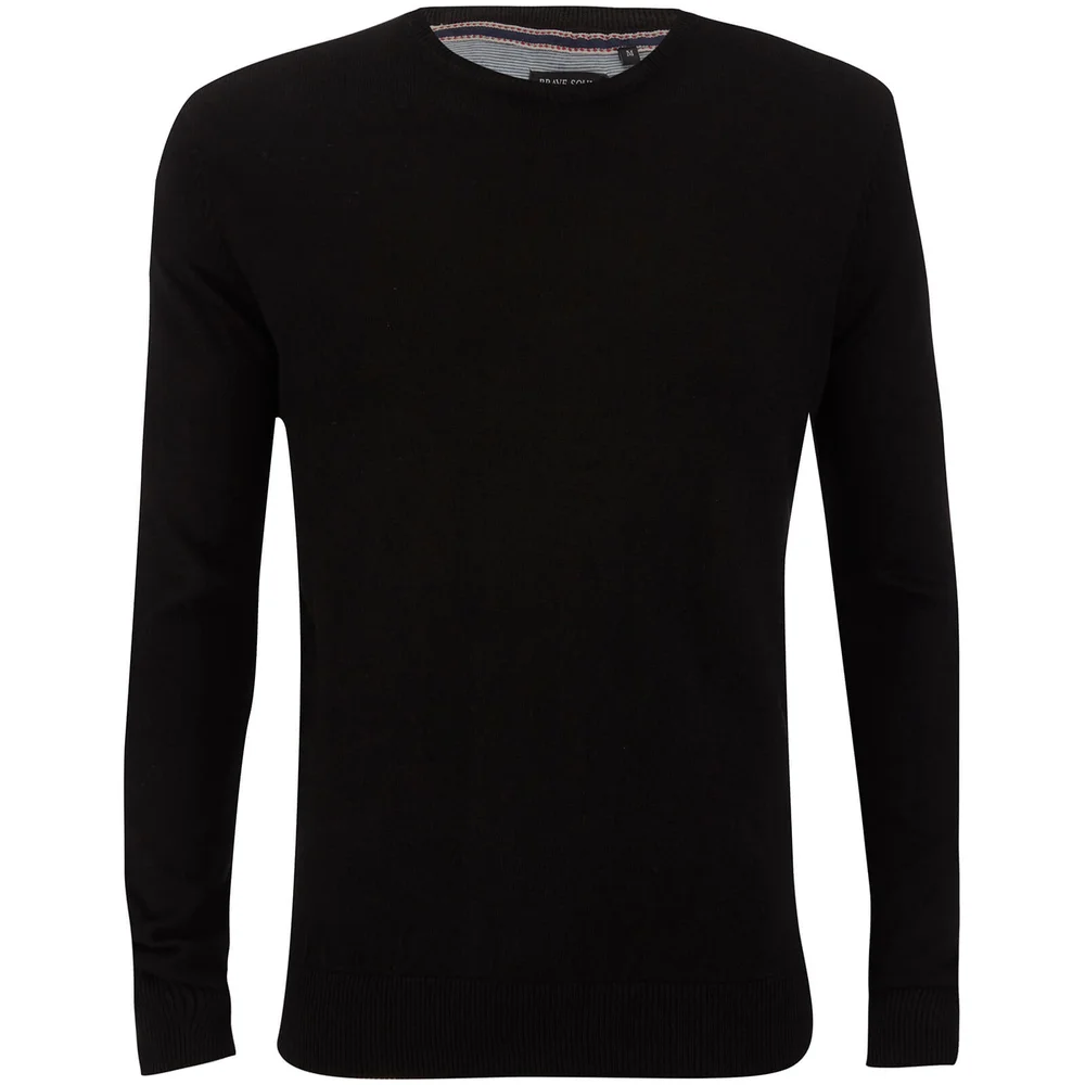 Brave Soul Men's Parse Supersoft Crew Neck Jumper - Black - S - Schwarz Bild 1