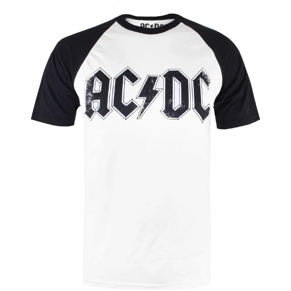 ACDC Herren Logo Raglan Logo T-Shirt - Weiß/Schwarz - S Bild 1