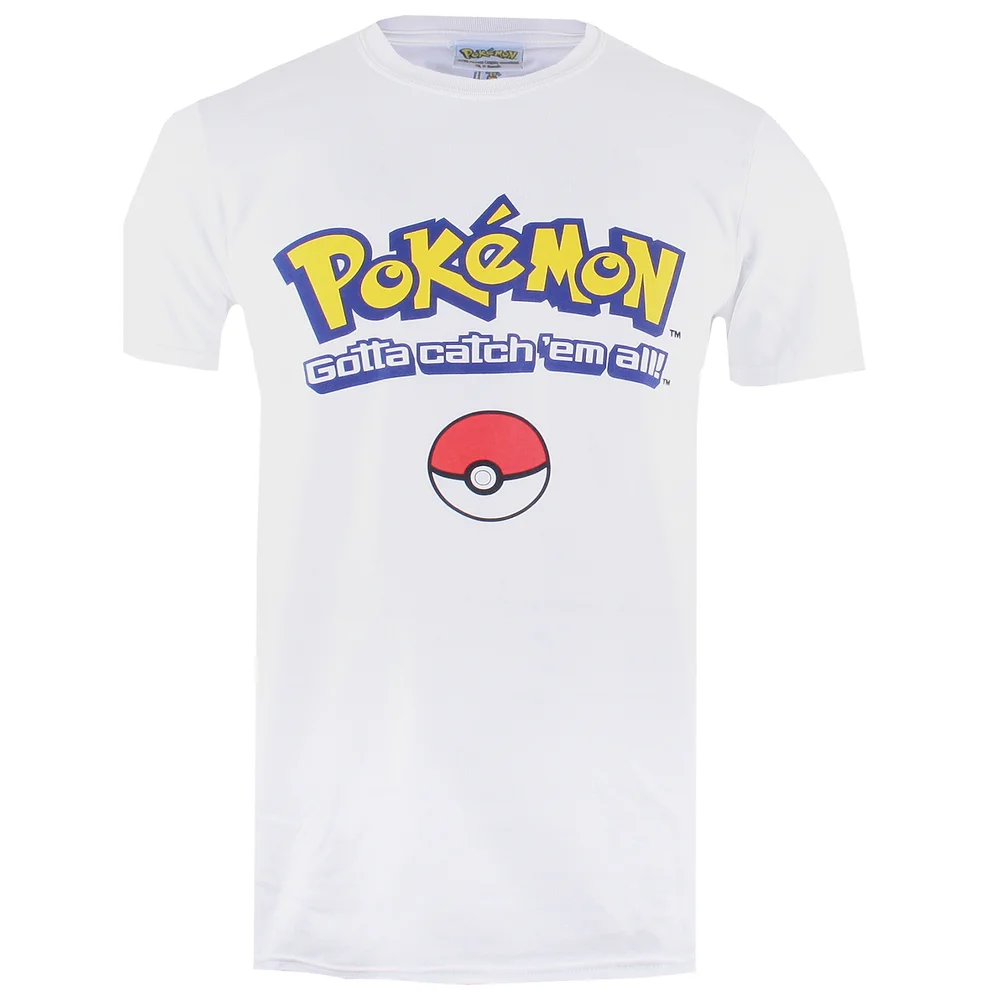 Pokemon Herren Gotta Catch Em All Logo T-Shirt - Weiß - XS - Weiß Bild 1