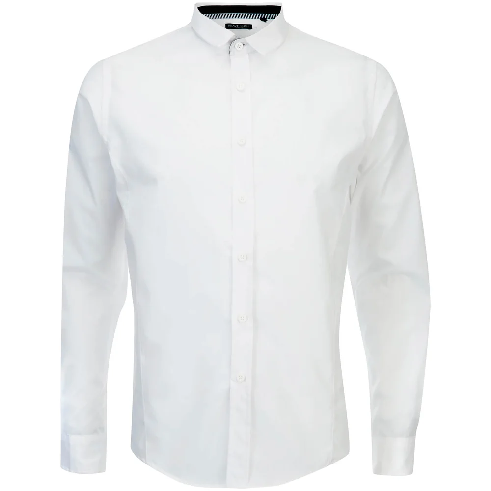 Brave Soul Men's Tudor Long Sleeve Shirt - White - S - Weiß Bild 1