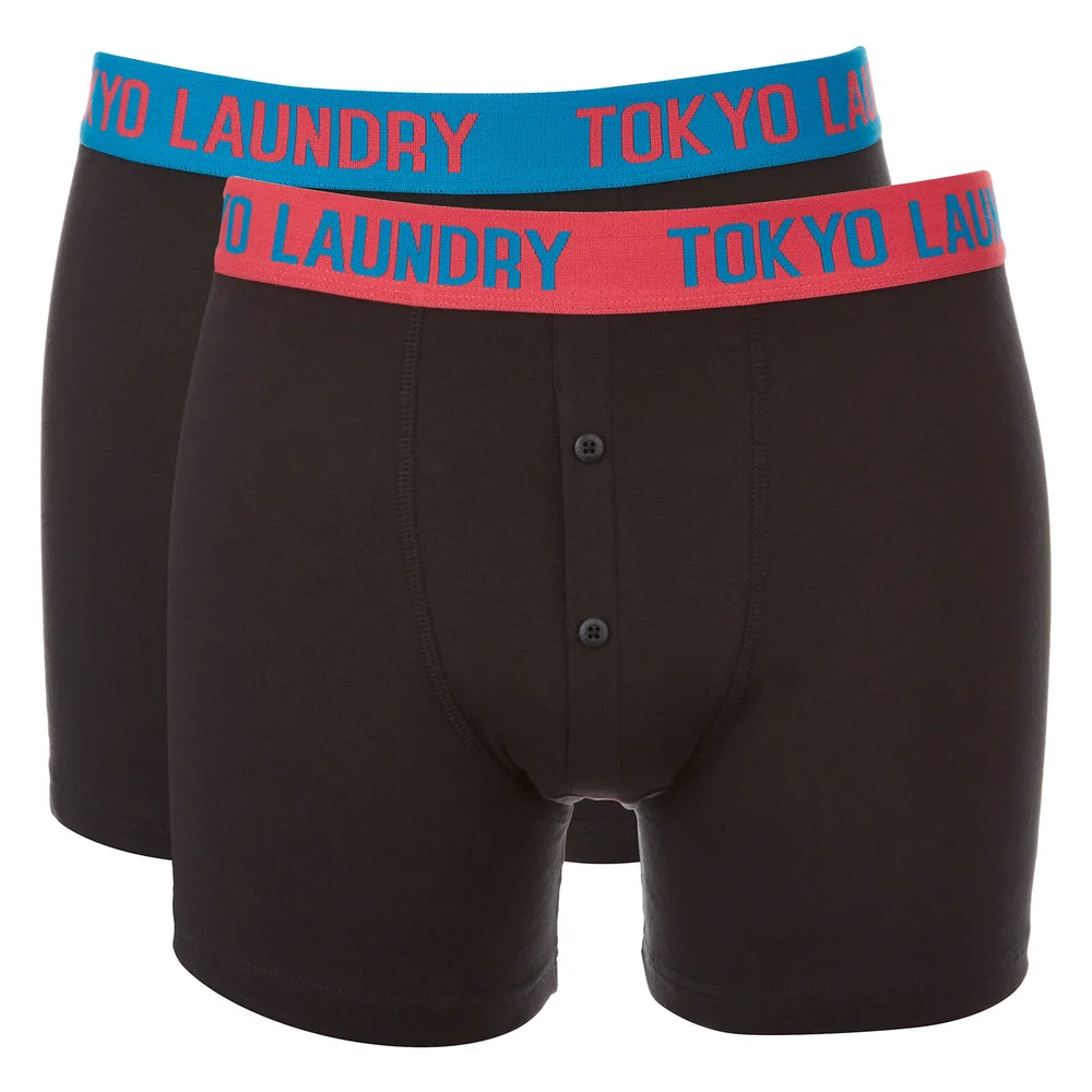 Tokyo Laundry Men's Harden 2 Pack Boxers - Black/Redsky/Marble Blue - S - Schwarz Bild 1