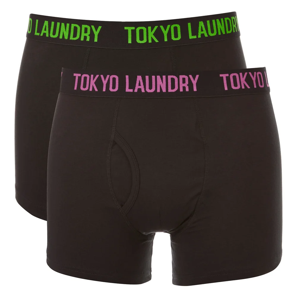 Tokyo Laundry Men's Pellipar 2 Pack Boxers - Black/Radiant Orchid/Laundered Green - S - Schwarz Bild 1