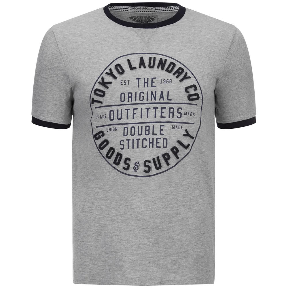 Tokyo Laundry Men's Double Stitched T-Shirt - Light Grey Marl - S - Grau Bild 1