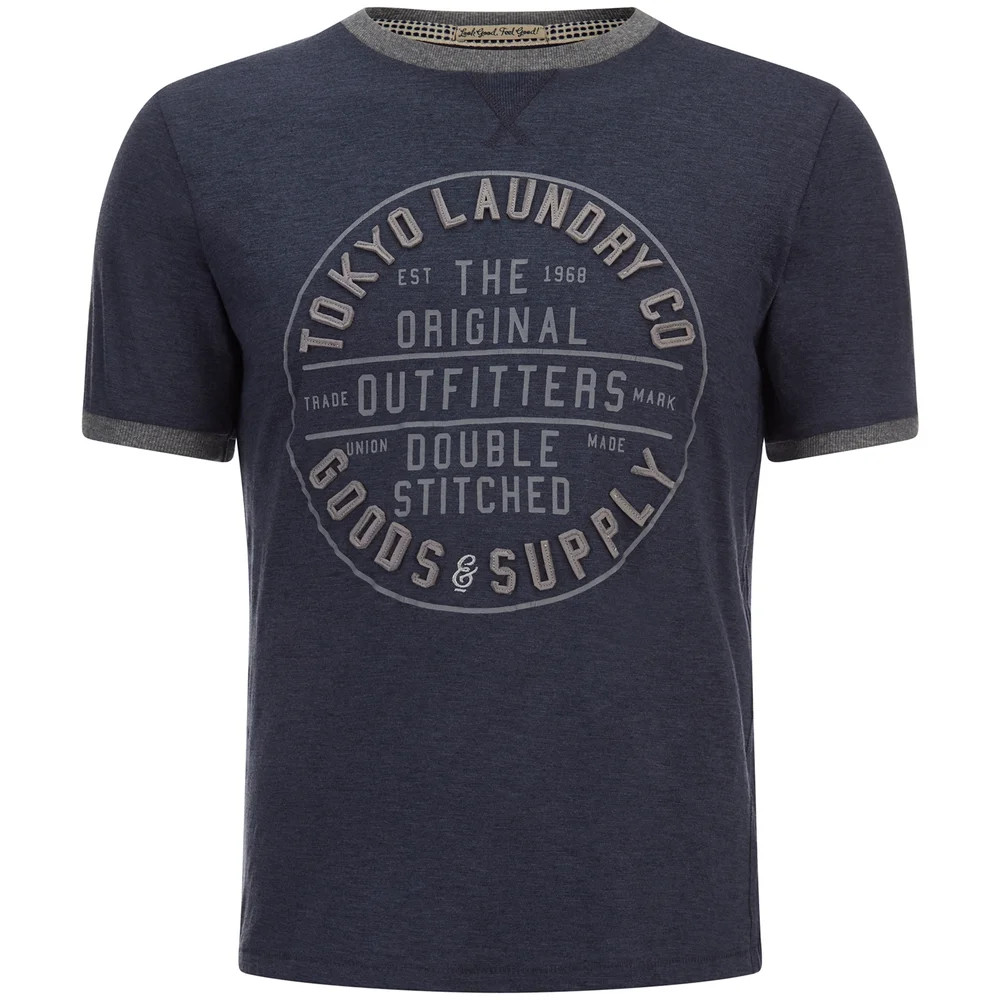 Tokyo Laundry Men's Double Stitched T-Shirt - Mood Indigo Marl - S - Blau Bild 1