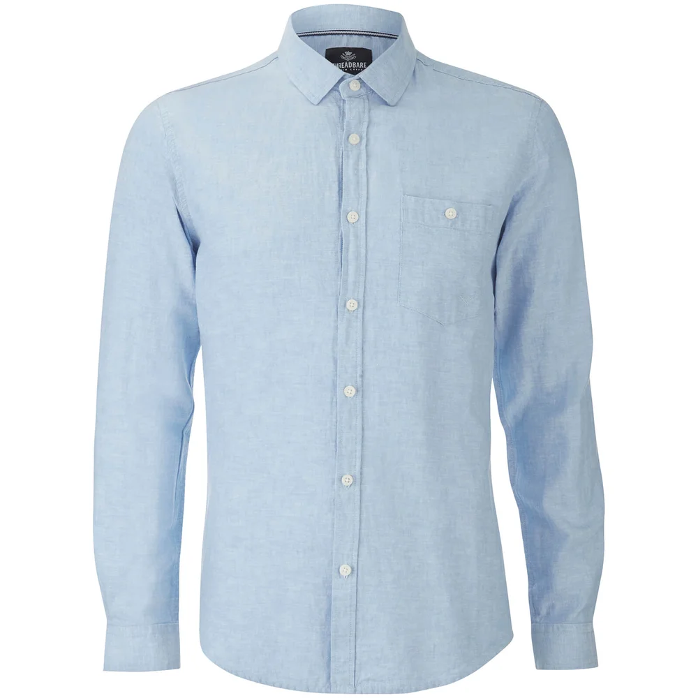 Threadbare Men's Butterbean Long Sleeve Shirt - Blue - S - Blau Bild 1