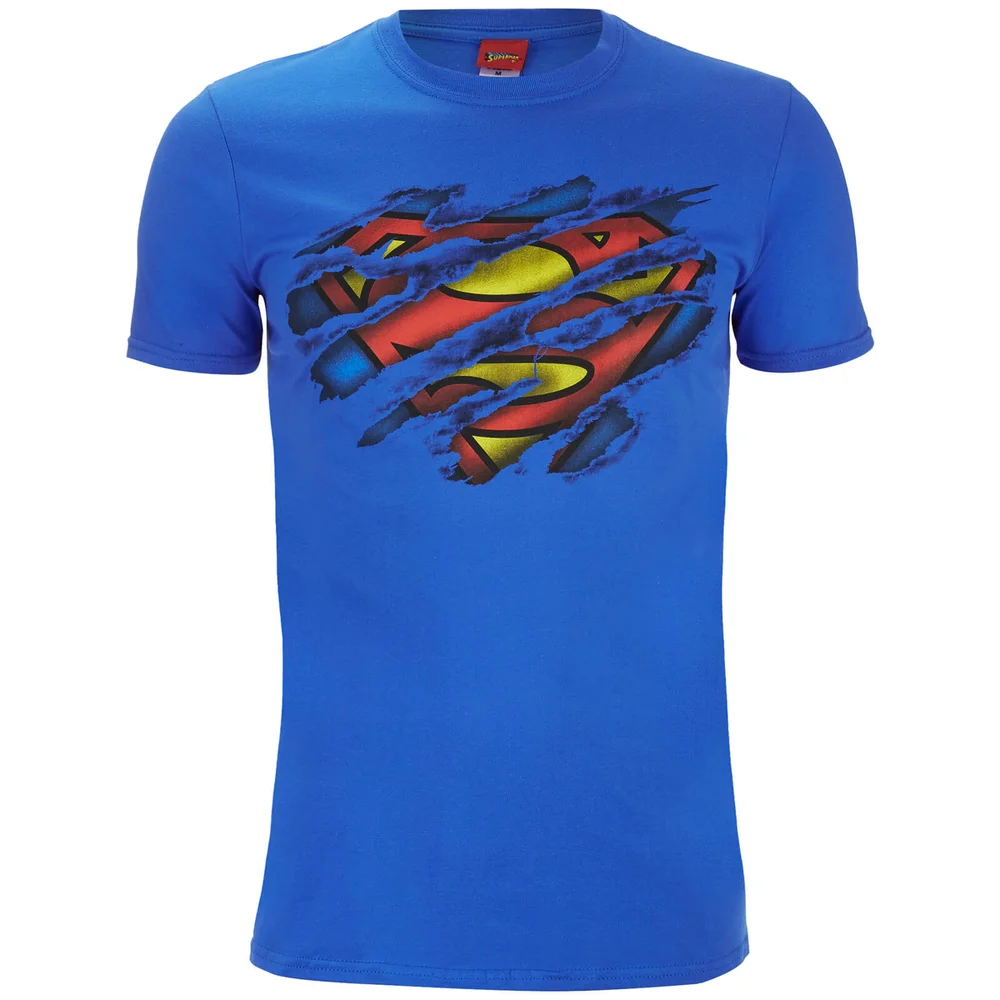 Superman Men's Torn Logo T-Shirt - Royal Blau - S - Blau Bild 1