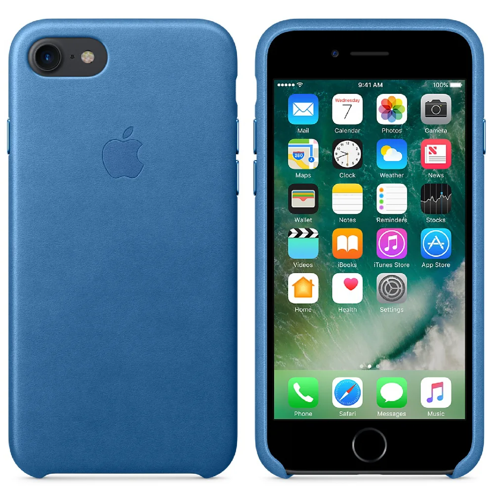 Apple iPhone 7 Leather Case - Sea Blue Bild 1