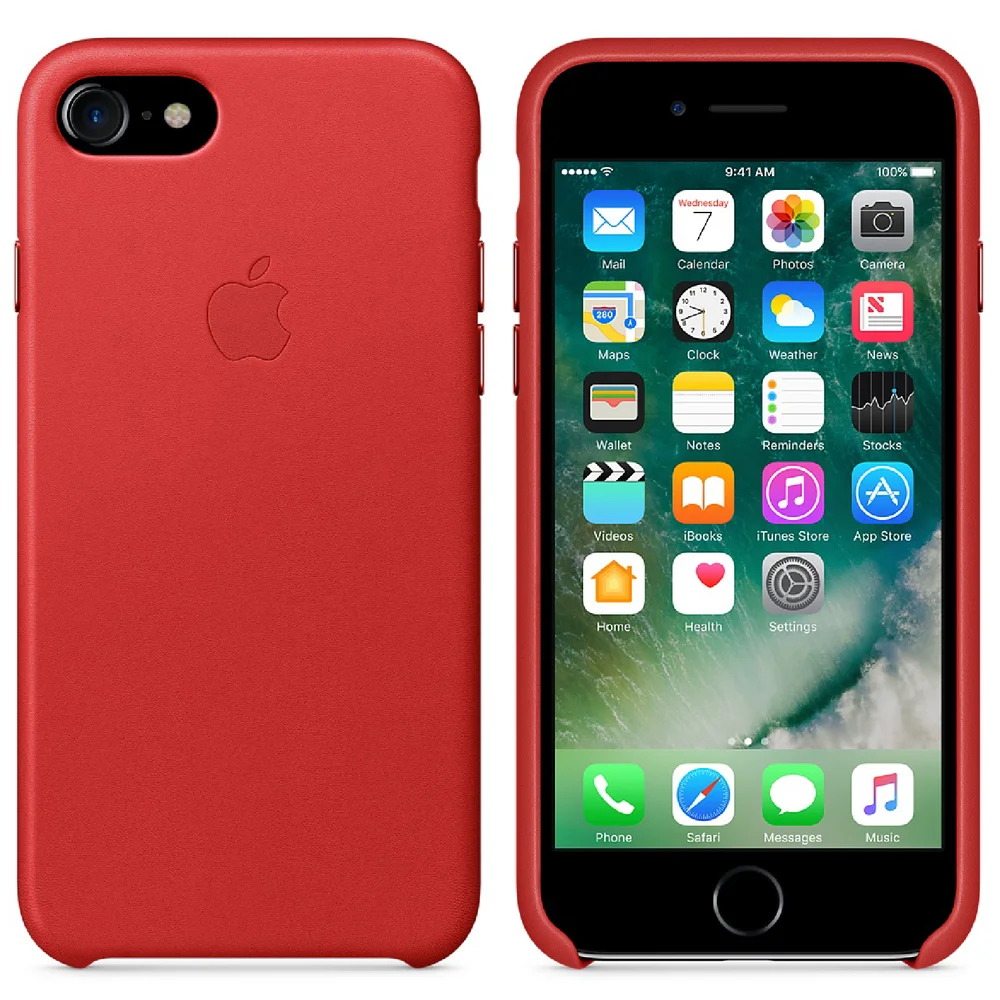 Apple iPhone 7 Leather Case - Red Bild 1