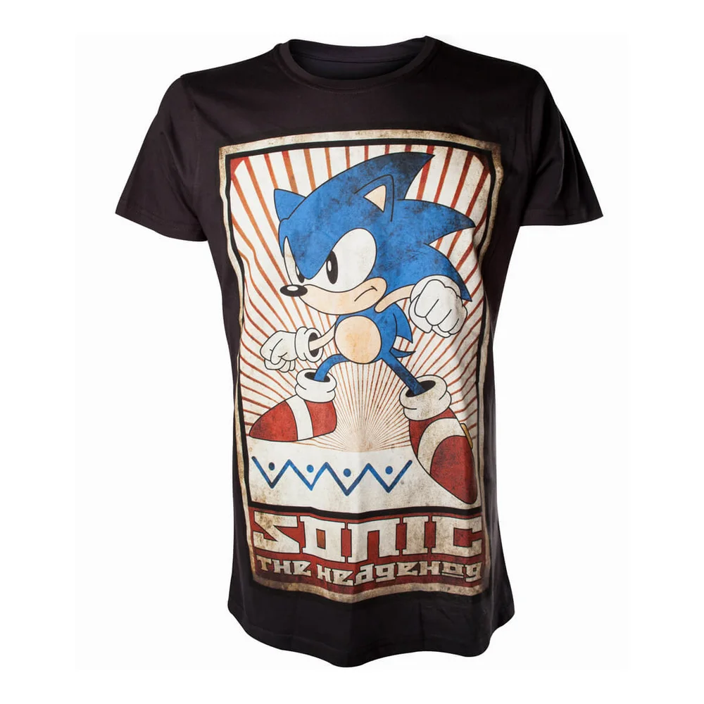 Sega Men's Sonic The Hedgehog Vintage T-Shirt - Black - S - Schwarz Bild 1