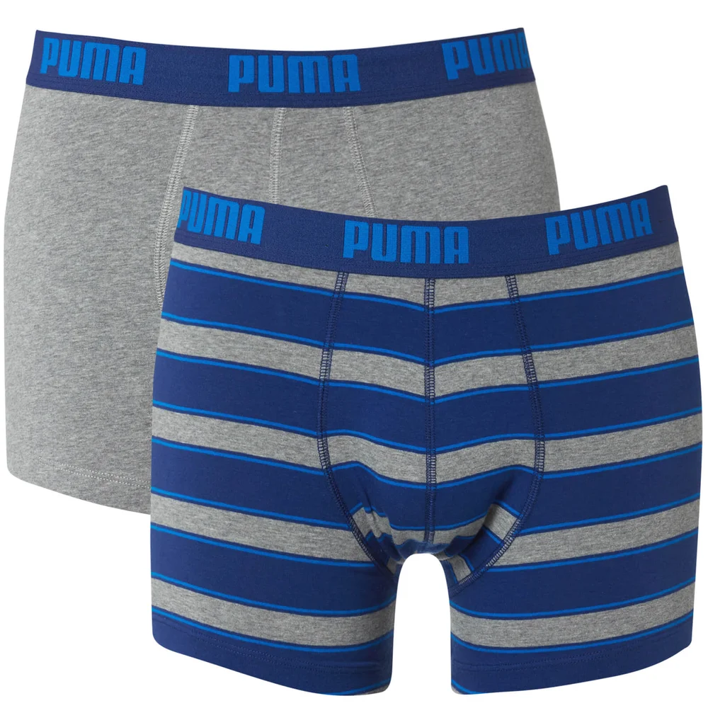 Puma Men's 2 Pack Rugby Striped Boxers - Blue/Grey - S - Blue/Grey Bild 1