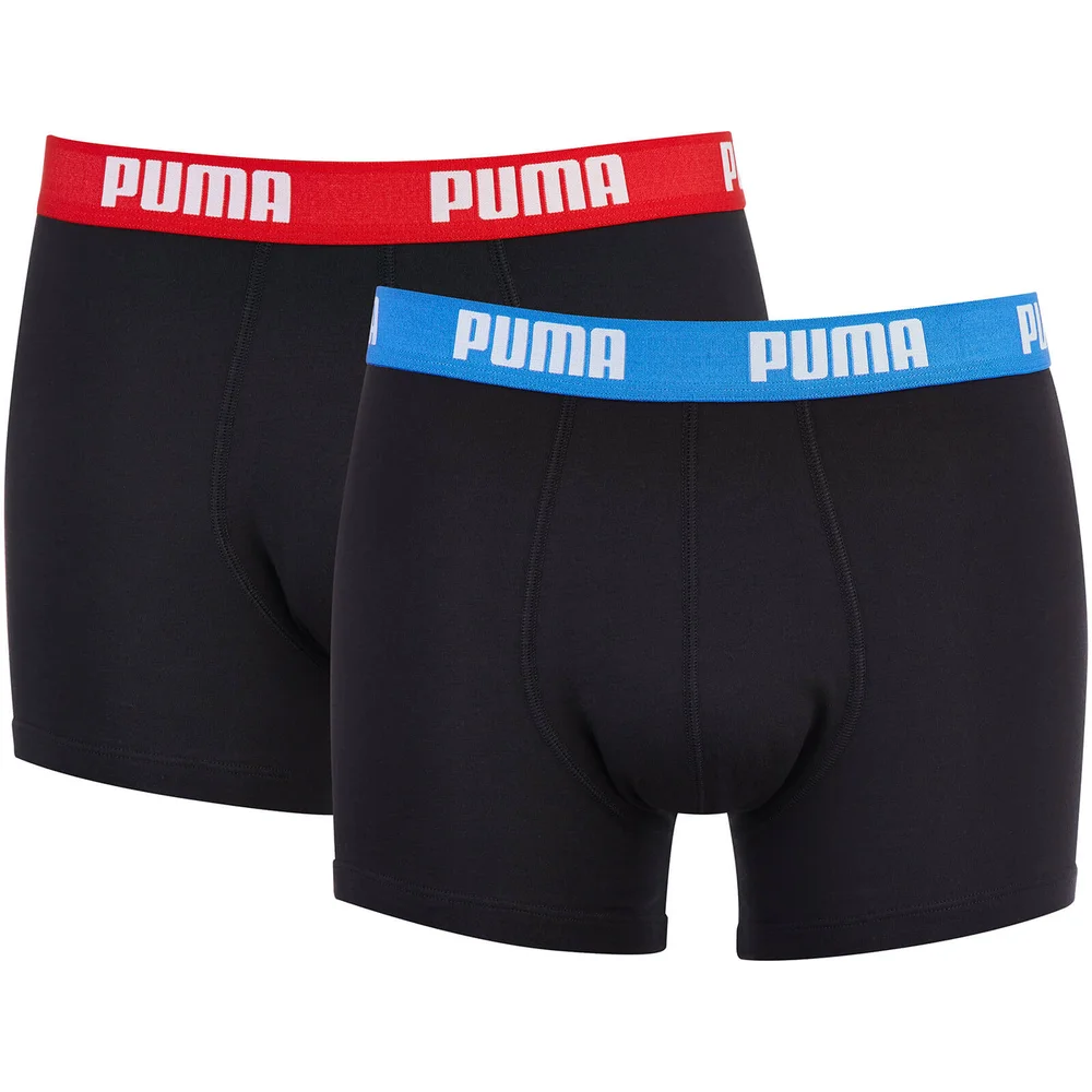 Puma Men's 2 Pack Basic Boxers - Black/Red/Blue - S - Schwarz Bild 1