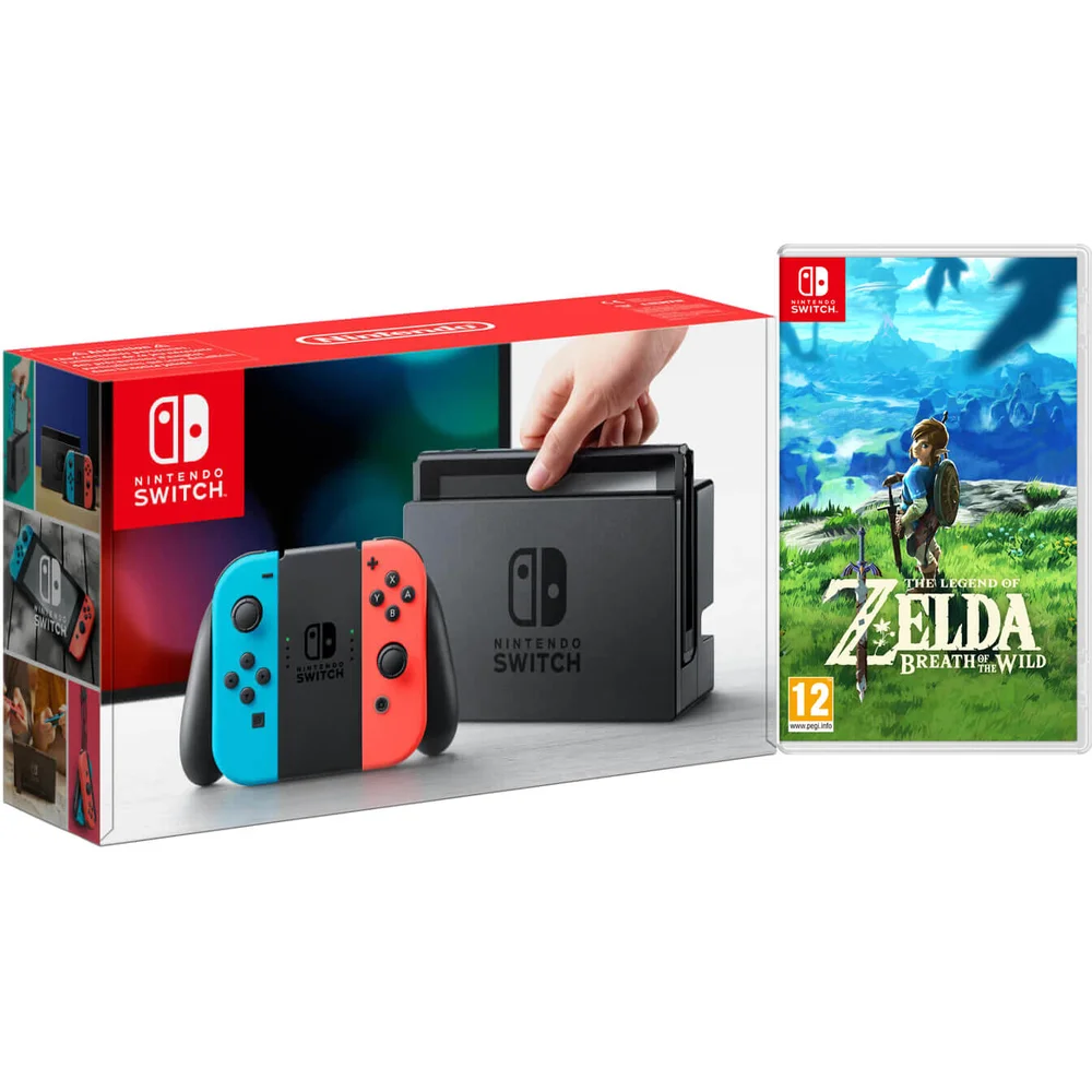 Nintendo Switch Console With Neon Red/Neon Blue Joy-Con with The Legend of Zelda: Breath of the Wild Bild 1