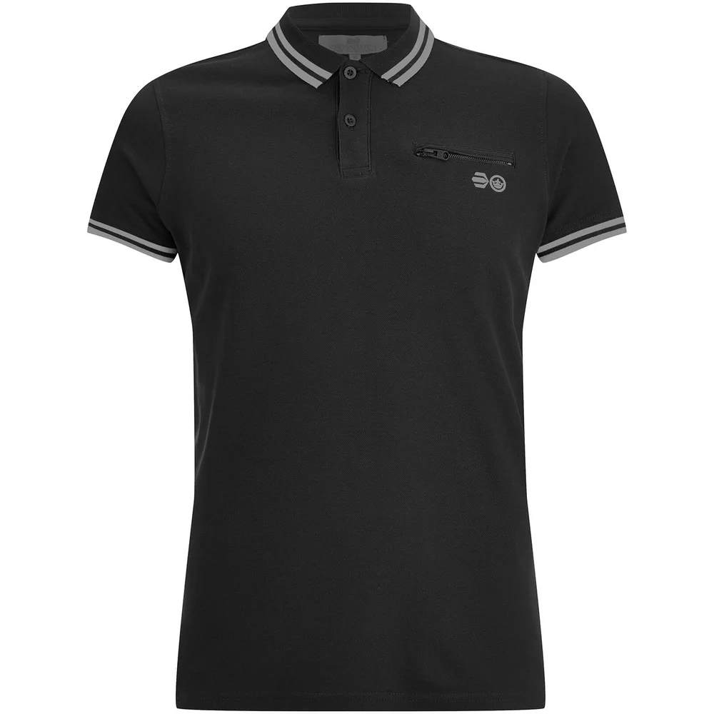 Crosshatch Men's Crazer Tipped Pique Polo Shirt - Black - S - Schwarz Bild 1