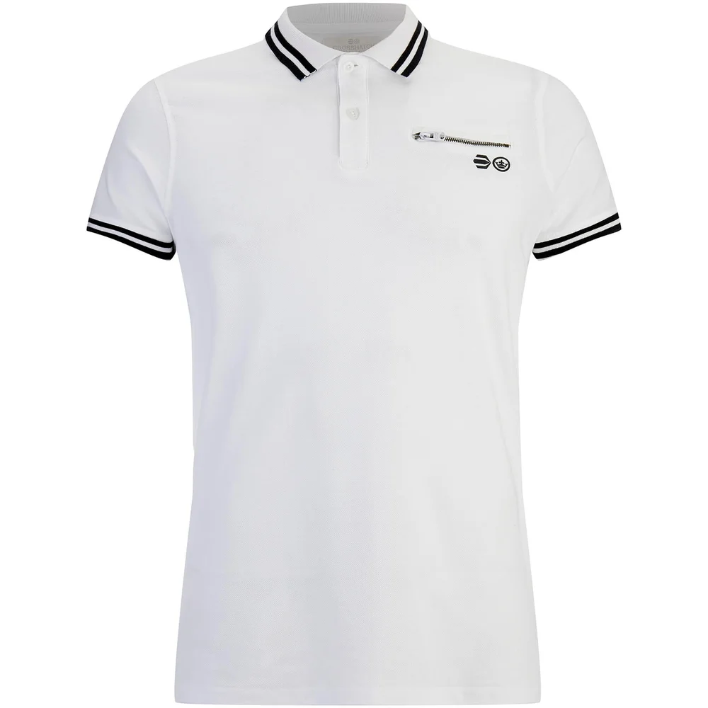 Crosshatch Men's Crazer Tipped Pique Polo Shirt - White - S - Weiß Bild 1