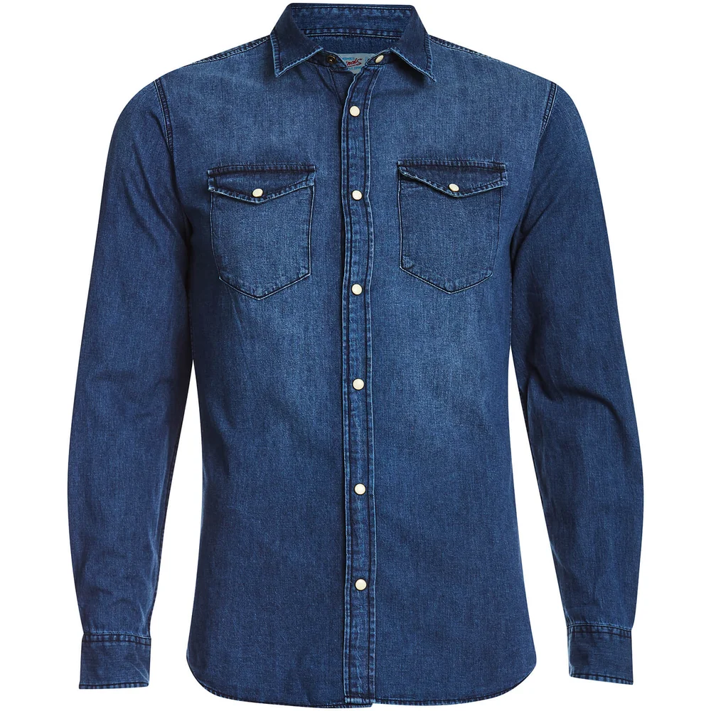 Jack & Jones Originals Men's Rone Denim Shirt - Dark Blue Denim - S - Blau Bild 1