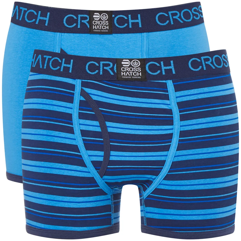 Crosshatch Men's 2 Pack Deckster Boxer Shorts - Malibu Blue - S - Blau Bild 1
