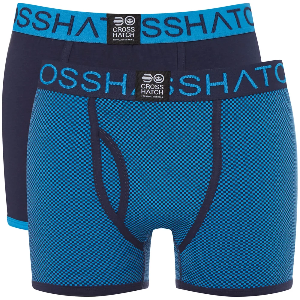 Crosshatch Men's 2 Pack Glowchex Boxer Shorts - Malibu Blue - S - Blau Bild 1
