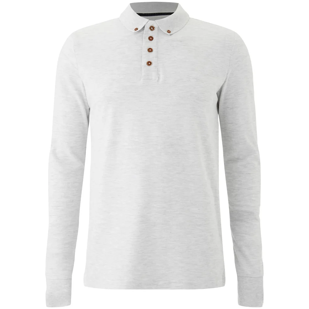 Brave Soul Men's Lincoln Long Sleeve Polo Shirt - White Marl - S Bild 1