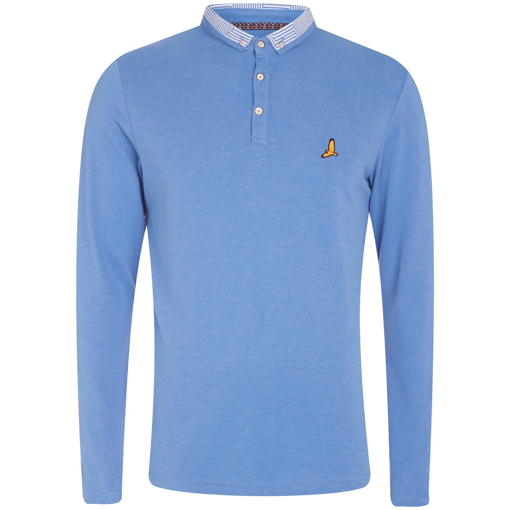 Brave Soul Men's Hatter Long Sleeve Polo Shirt - Blue Marl - S - Blau Bild 1