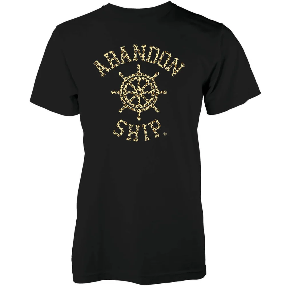 Abandon Ship Männer Leopard Print Wheel Logo T-Shirt - Schwarz - S - Schwarz Bild 1