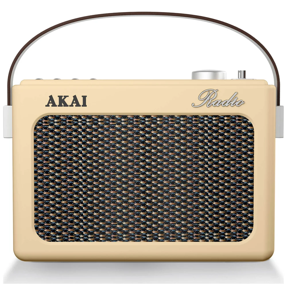 Akai Retro Vintage Portable Wireless AM/FM Radio with LCD Screen - Cream Bild 1