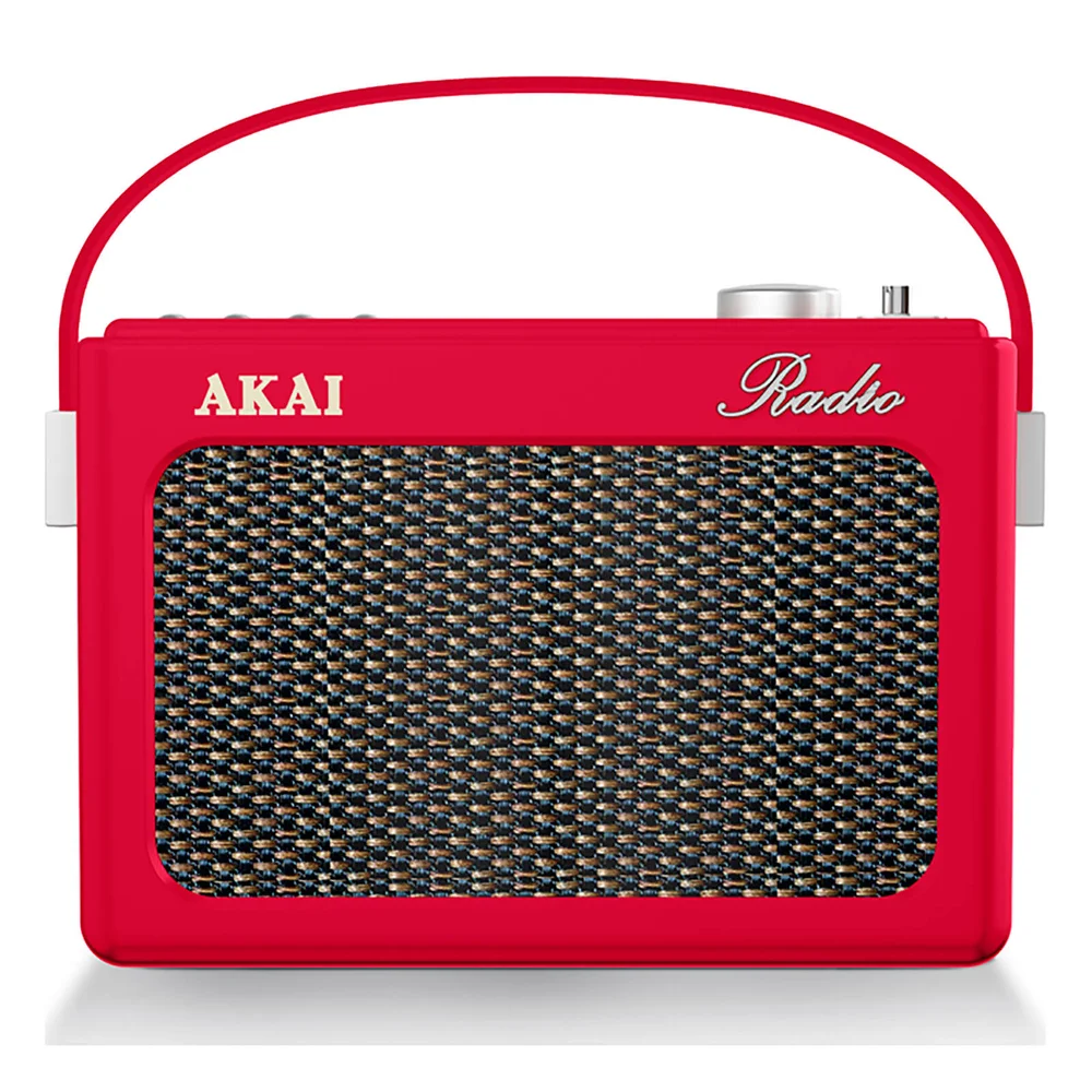 Akai Retro Vintage Portable Wireless DAB Radio with LCD Screen - Red Bild 1