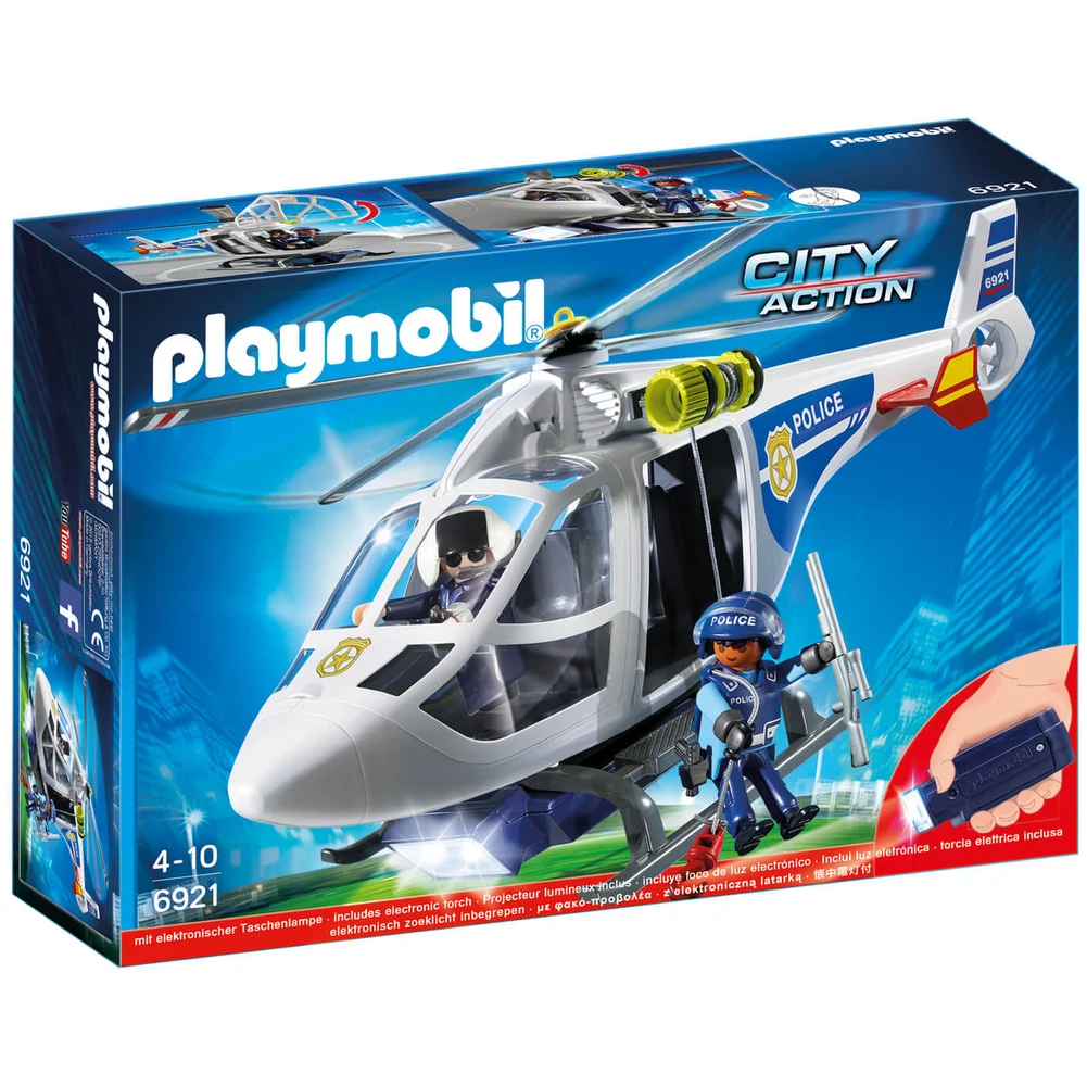 Playmobil int. polizei helikopter mit led suchscheinwerfer (6921) Bild 1