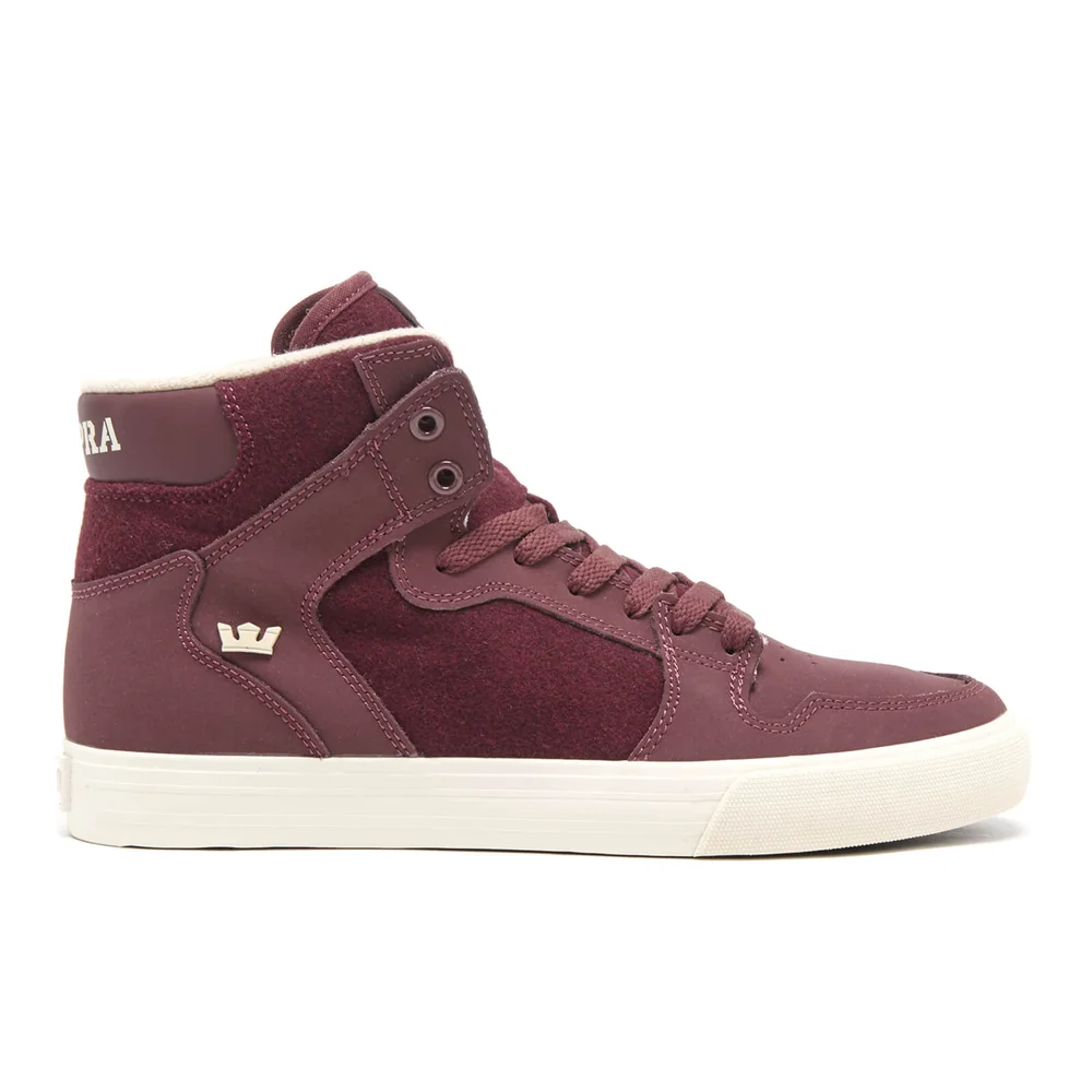 Supra Men's Vaider High Top Trainers - Burgundy/White - UK 7/EU 41 - Red/White Bild 1