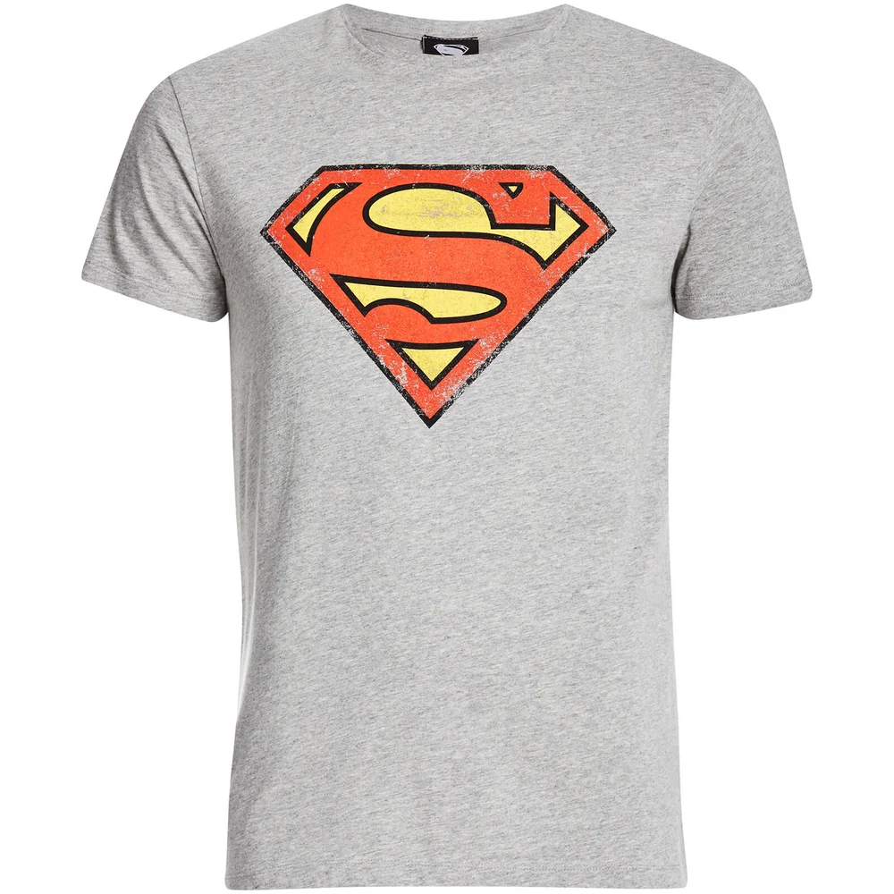 DC Comics Superman Distressed Logo Männer T-Shirt - Grau - S - Grau Bild 1