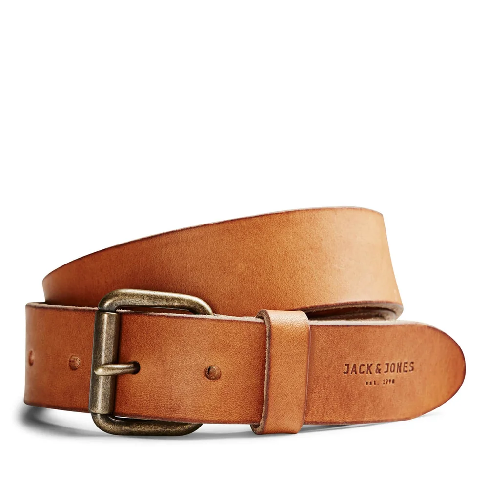 Jack & Jones Men's Jakob Leather Belt - Mocha Bisque - S (80cm) - Braun Bild 1