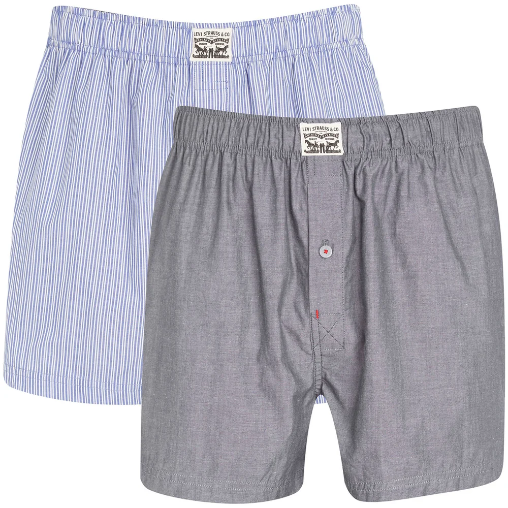 Levi's Men's 300LS 2-Pack Striped Chambray Woven Boxers - Blue Jeans - S - Blau Bild 1