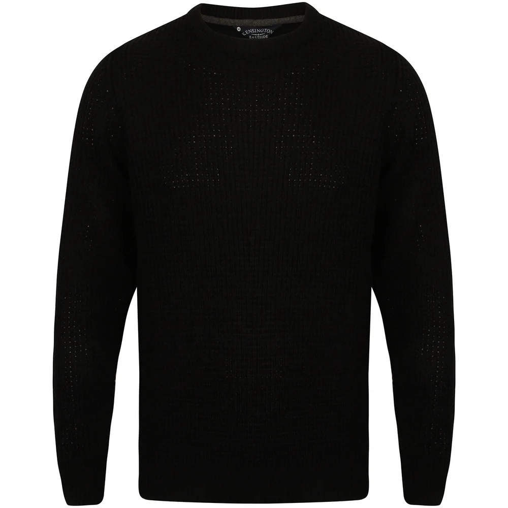 Kensington Men's Crew Neck Jumper with Waffle Stitch - Black - M - Schwarz Bild 1