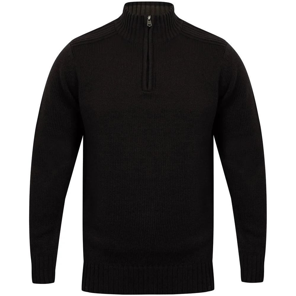 Kensington Men's Zip Down Jumper with Ribbed Detailing - Navy - M - Blau Bild 1