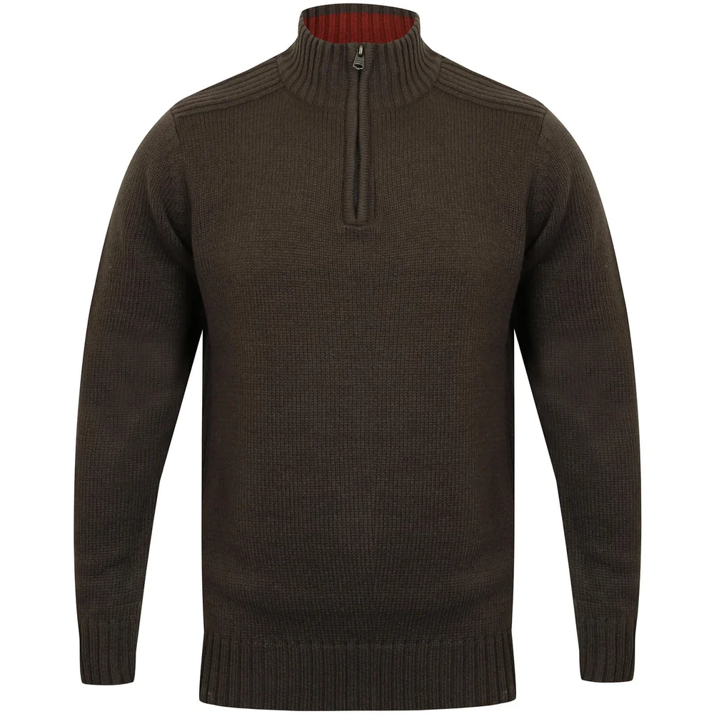 Kensington Men's Zip Down Jumper with Ribbed Detailing - Charcoal - M - Grau Bild 1
