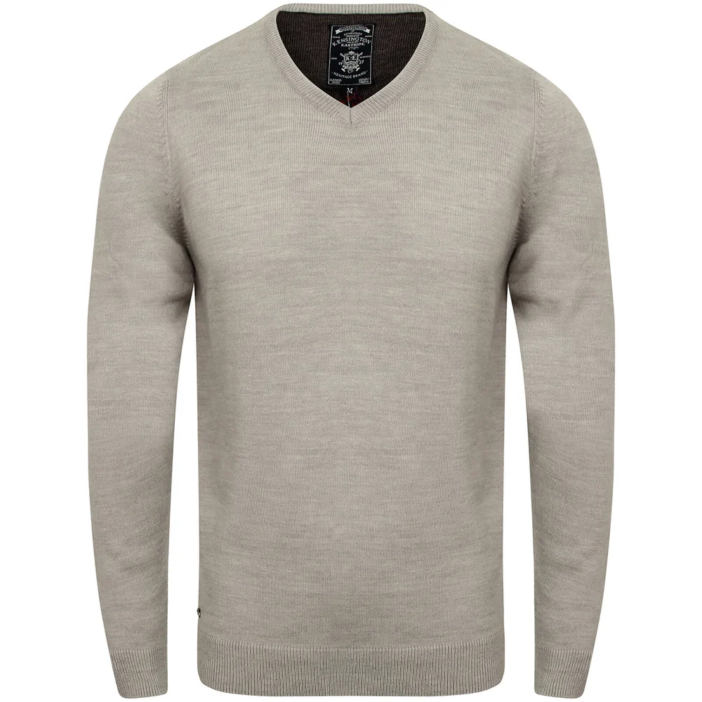 Kensington Men's Basic V Neck Jumper - Light Grey Marl - M - Grau Bild 1