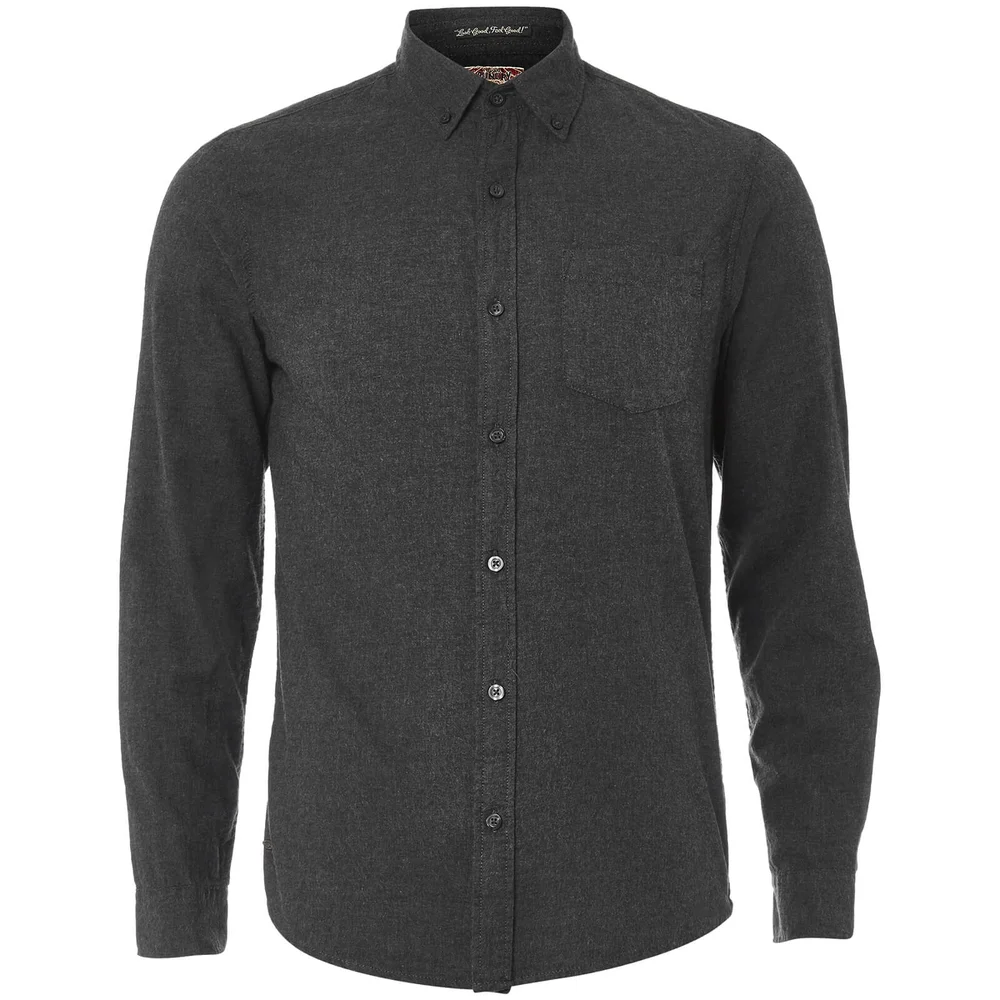 Tokyo Laundry Men's Westbridge Twill Long Sleeve Shirt - Dark Grey - S - Grau Bild 1
