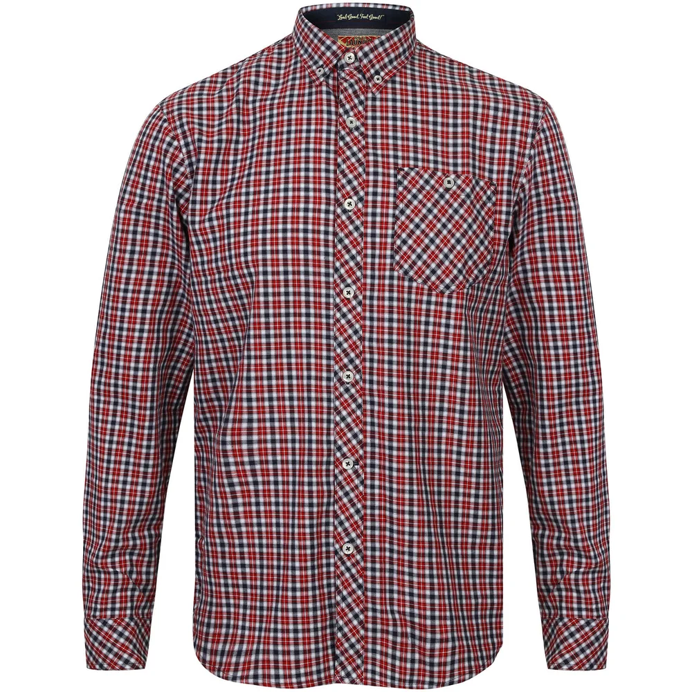 Tokyo Laundry Men's Sicily Checked Long Sleeve Shirt - Tango Red - S - Rot Bild 1