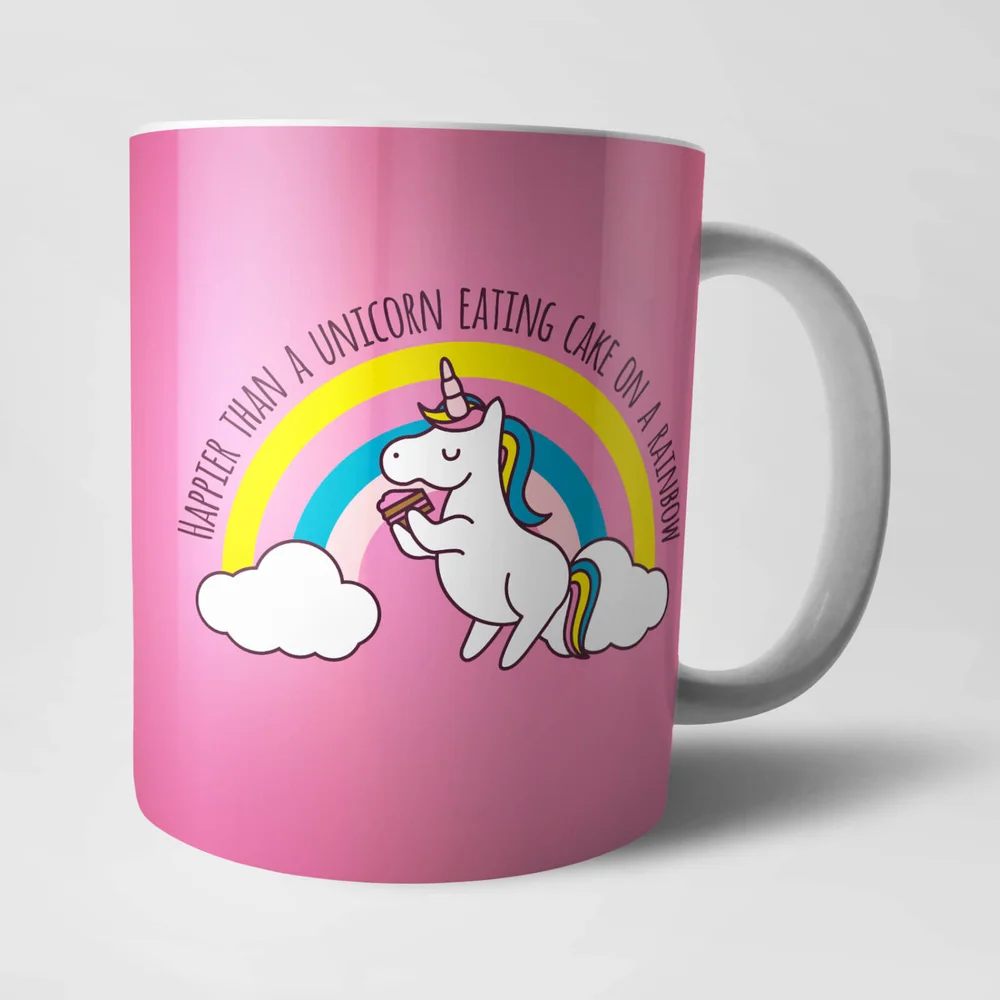 Happier Than A Unicorn Eating Cake Mug Bild 1