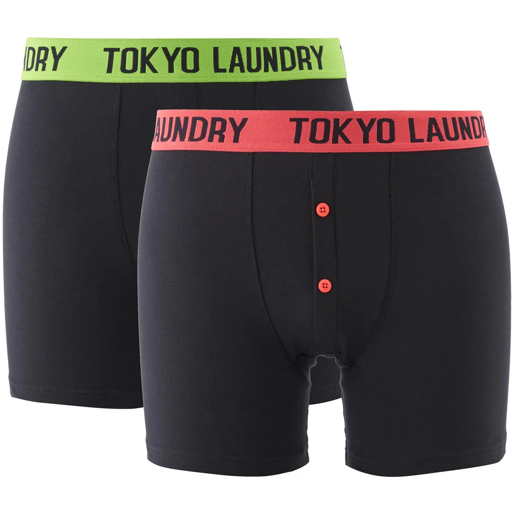 Tokyo Laundry Men's Handley 2 Pack Boxers - Paradise Pink/Laundered Green - S - Schwarz Bild 1