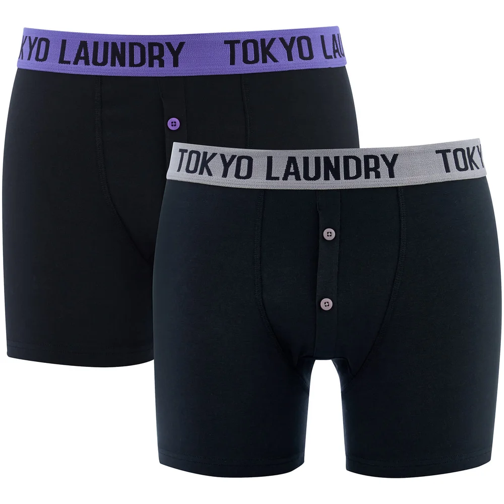 Tokyo Laundry Men's Handley 2 Pack Boxers - Purple Opulence/Mid Grey Marl - S - Schwarz Bild 1