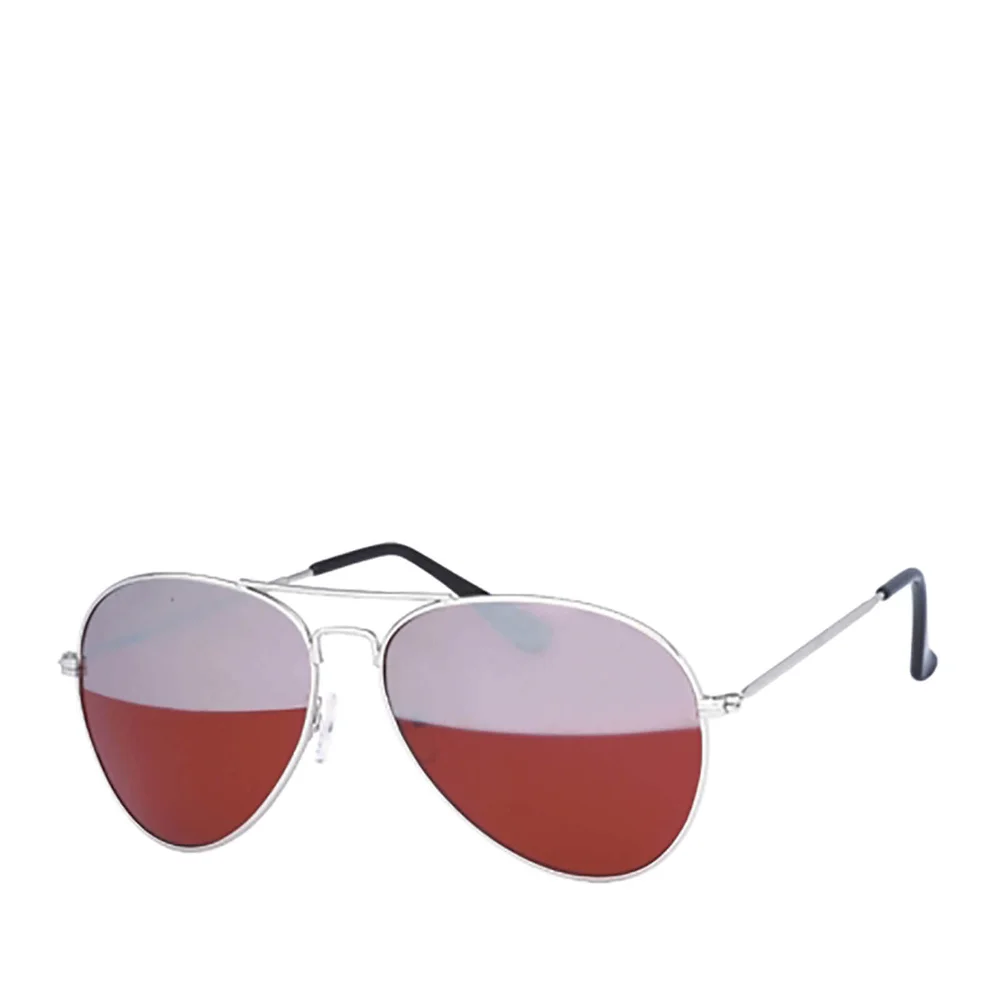 Men's Aviator Mirrored Sunglasses - Silver/Red Bild 1