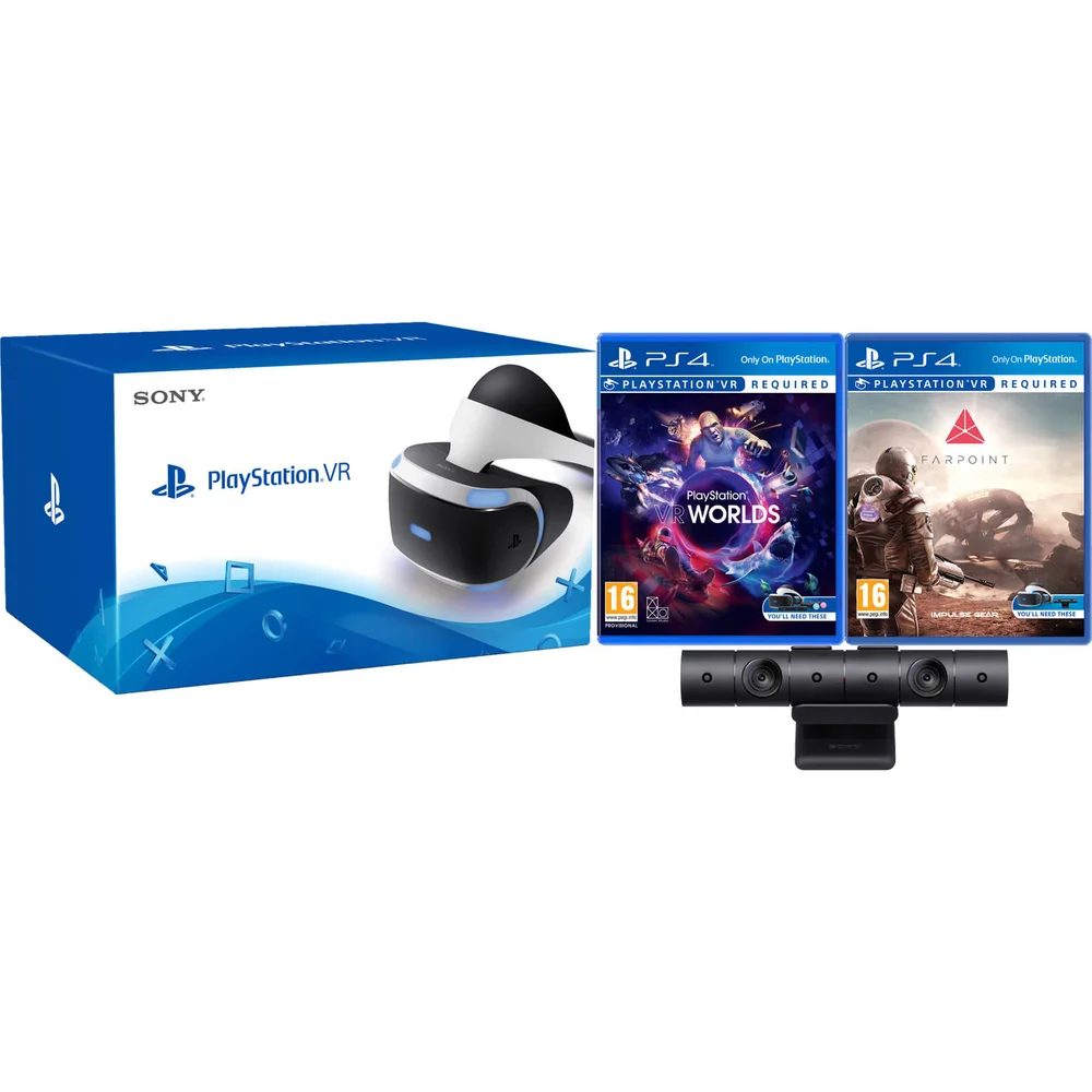 Sony PlayStation VR - Includes PlayStation 4 Camera V2, PlayStation VR Worlds & Farpoint Bild 1