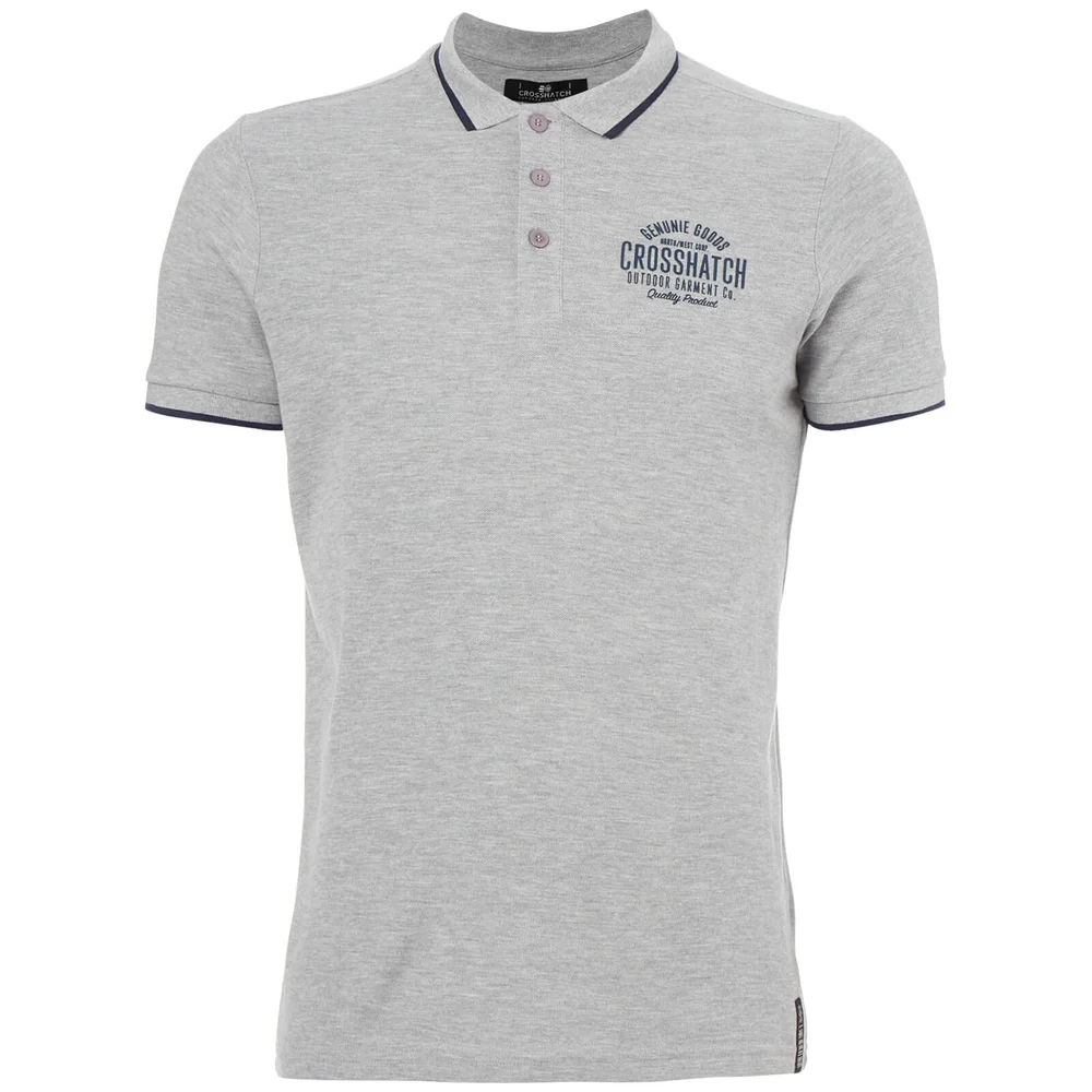 Crosshatch Men's Seton Polo Shirt - Light Grey Marl - S - Grau Bild 1