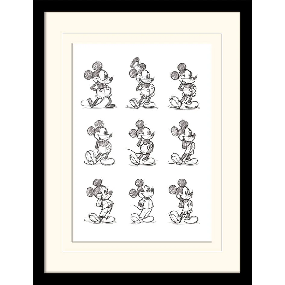 Disney Mickey Mouse Sketched Multi Mounted 30 x 40cm Print Bild 1